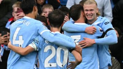 Erling Haaland, celebrando un gol frente al Manchester United Erling Haaland, celebrando un gol frente al Manchester United