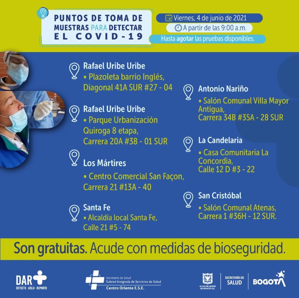 Pruebas PCR Rafael Uribe Uribe 4 de junio