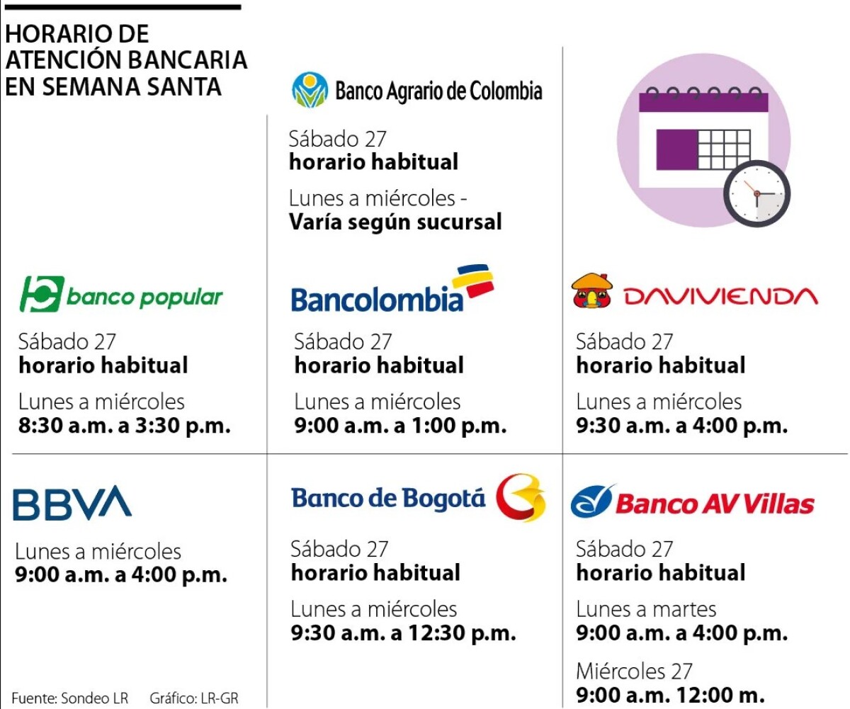 Horarios de atención semana santa