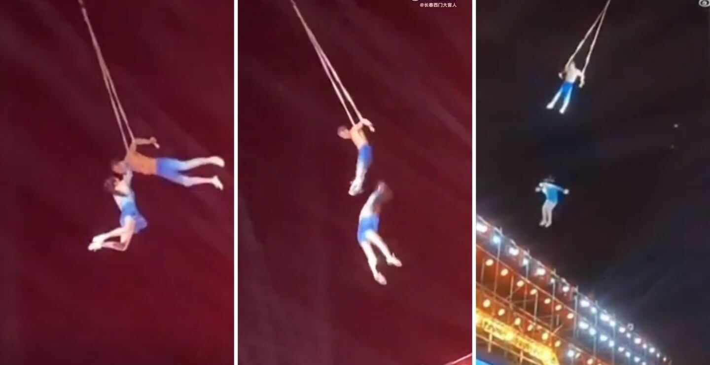 Trapecista china murió tras caer a más de 9 metros de altura mientras se presentaba con su esposo
