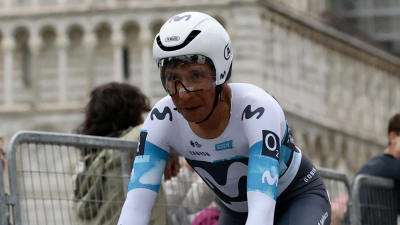 Nairo Quintana, ciclista colombiano del Movistar Team, en la contrarreloj de la etapa 10 del Giro de Italia 2025