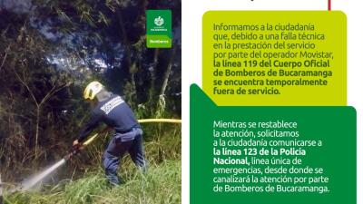 Sin línea de atención de emergencia el Cuerpo de Bomberos de Bucaramanga.jpg