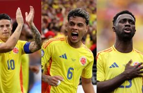 James Rodríguez, Richard Ríos y Davinson Sánchez