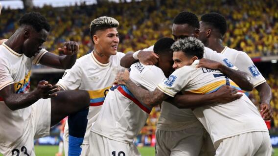Jugadores de la Selección Colombia celebran el gol de Jhon Durán en las Eliminatorias Sudamericanas Jugadores de la Selección Colombia celebran el gol de Jhon Durán en las Eliminatorias Sudamericanas