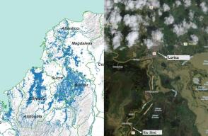 Efectúan mapeo satelital de la grave inundación en Córdoba para la gestión de la emergencia