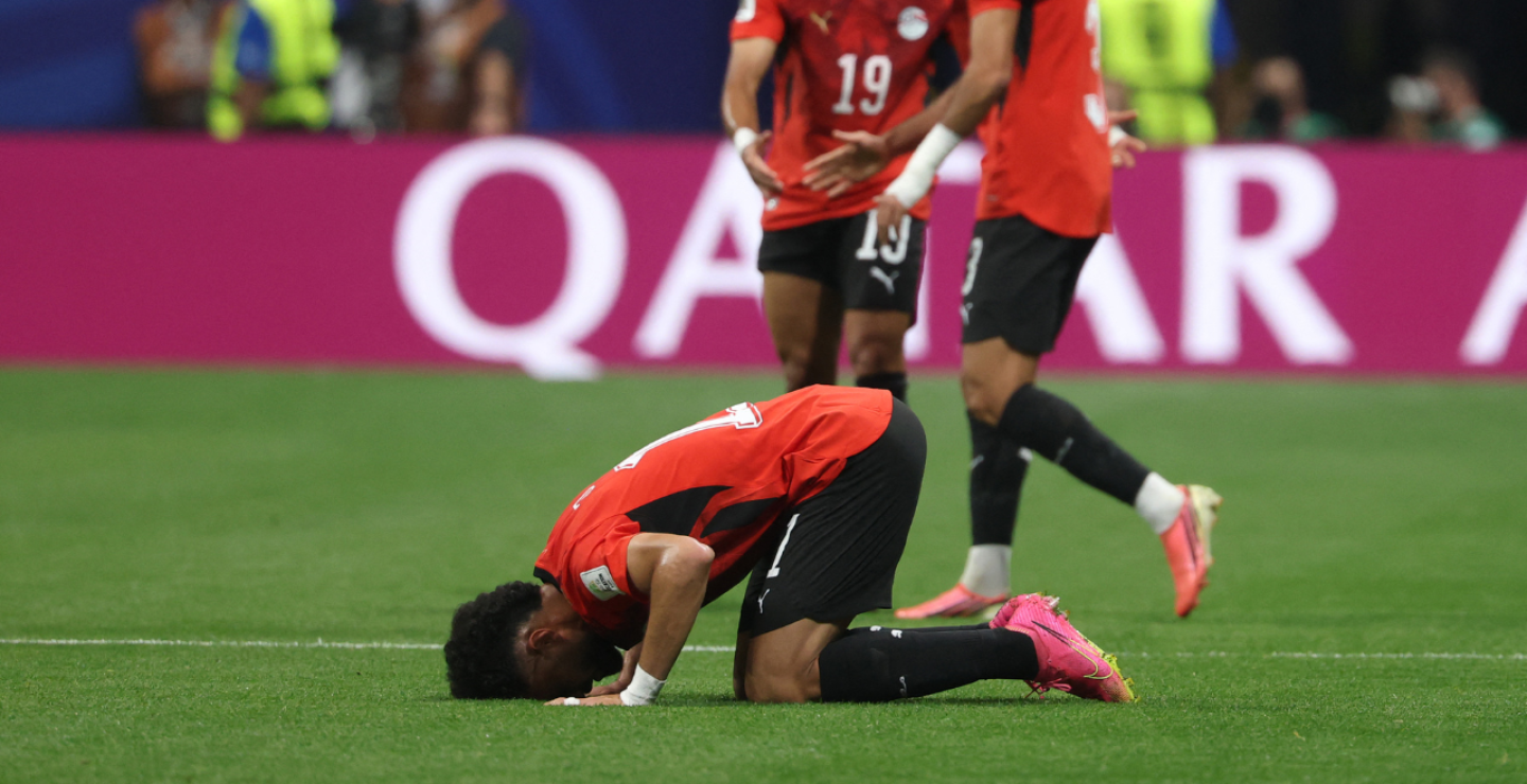 Celebración de Yasser Ibrahim, con la Selección de Egipto 