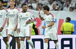 Jugadores del Real Madrid en el partido ante Leipzig por Champions