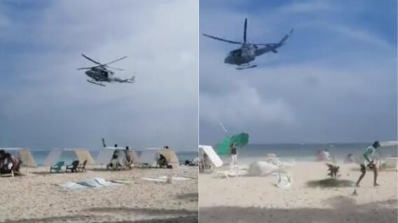 Susto por sobrevuelo a baja altura de helicóptero en San Andrés. Susto por sobrevuelo a baja altura de helicóptero en San Andrés.