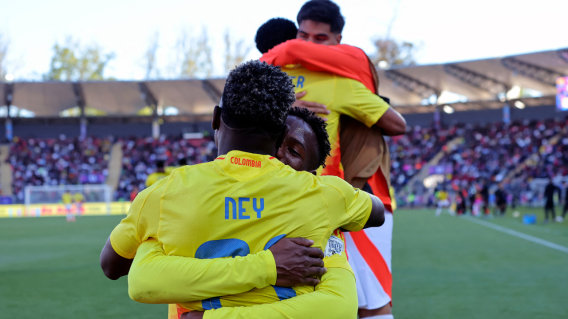 Neyser Villarreal es felicitado por sus compañeros de la Selección Colombia Sub-20, en el Mundial Neyser Villarreal es felicitado por sus compañeros de la Selección Colombia Sub-20, en el Mundial