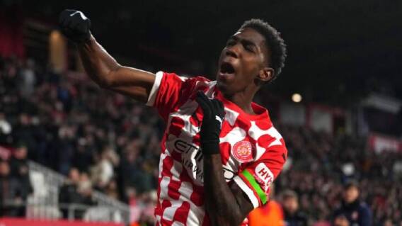 Yáser Asprilla celebrando gol con Girona Yáser Asprilla celebrando gol con Girona