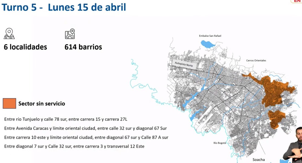 Turno 5 zonas de las racionamiento de agua en Bogotá Turno 5 zonas de las racionamiento de agua en Bogotá