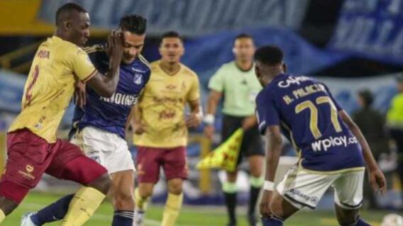 Acción de juego en el duelo entre Millonarios vs. Tolima, por Liga. Acción de juego en el duelo entre Millonarios vs. Tolima, por Liga.