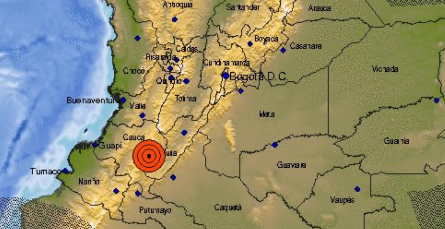 Temblor en el sur de Colombia: sismo se sintió con fuerza en el Cauca 