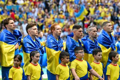 Jugadores de Ucrania, previo al duelo contra Rumania, por la Eurocopa 2024. Jugadores de Ucrania, previo al duelo contra Rumania, por la Eurocopa 2024.