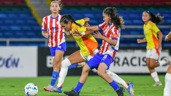 Acción de juego entre la Selección Colombia femenina Sub-17 vs Paraguay por el hexagonal final del Sudamericano. Acción de juego entre la Selección Colombia femenina Sub-17 vs Paraguay por el hexagonal final del Sudamericano.
