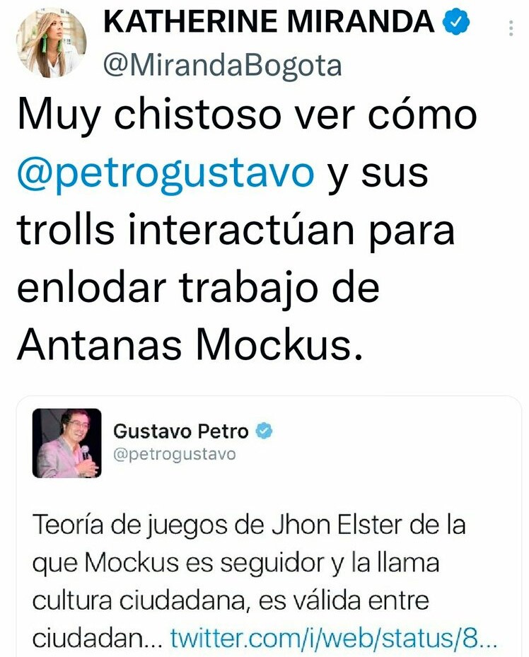 Trinos de Katherine Miranda contra Petro