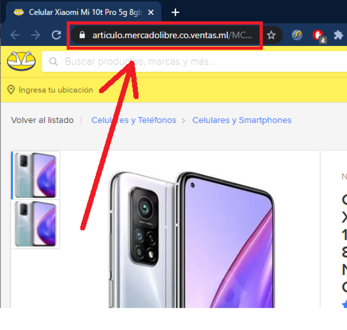 Estafa usando imagen de MercadoLibre