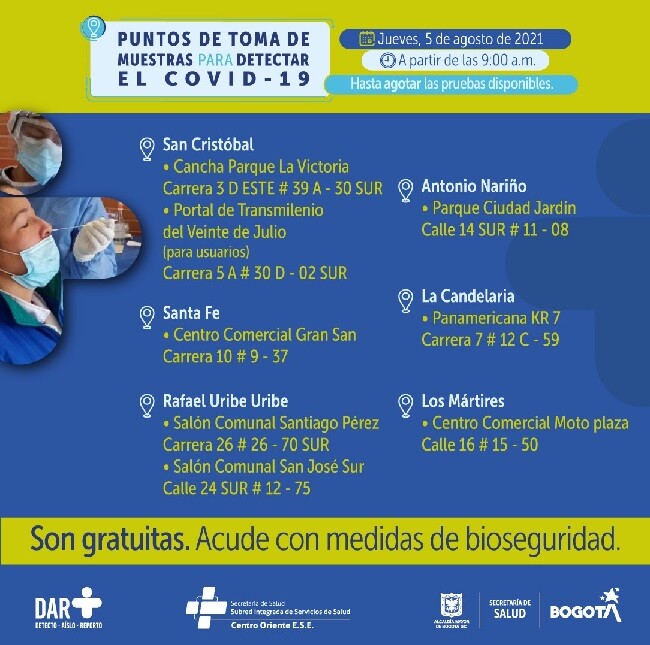 pruebas gratis covid san cristobal agosto 5 de 2021