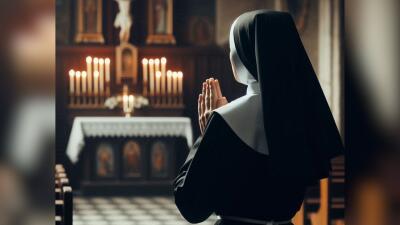 Imagen referencial, monja en una iglesia 