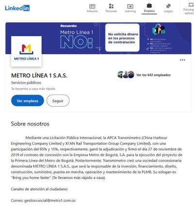 Empleo en el Metro de Bogotá. Empleo en el Metro de Bogotá.
