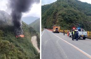 Impresionante video de emergencia en vía al Llano por tractomula que se incendió