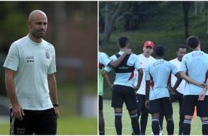 Javier Mascherano y Héctor Cárdenas, seleccionadores de Argentina y Colombia Sub-20, respectivamente.