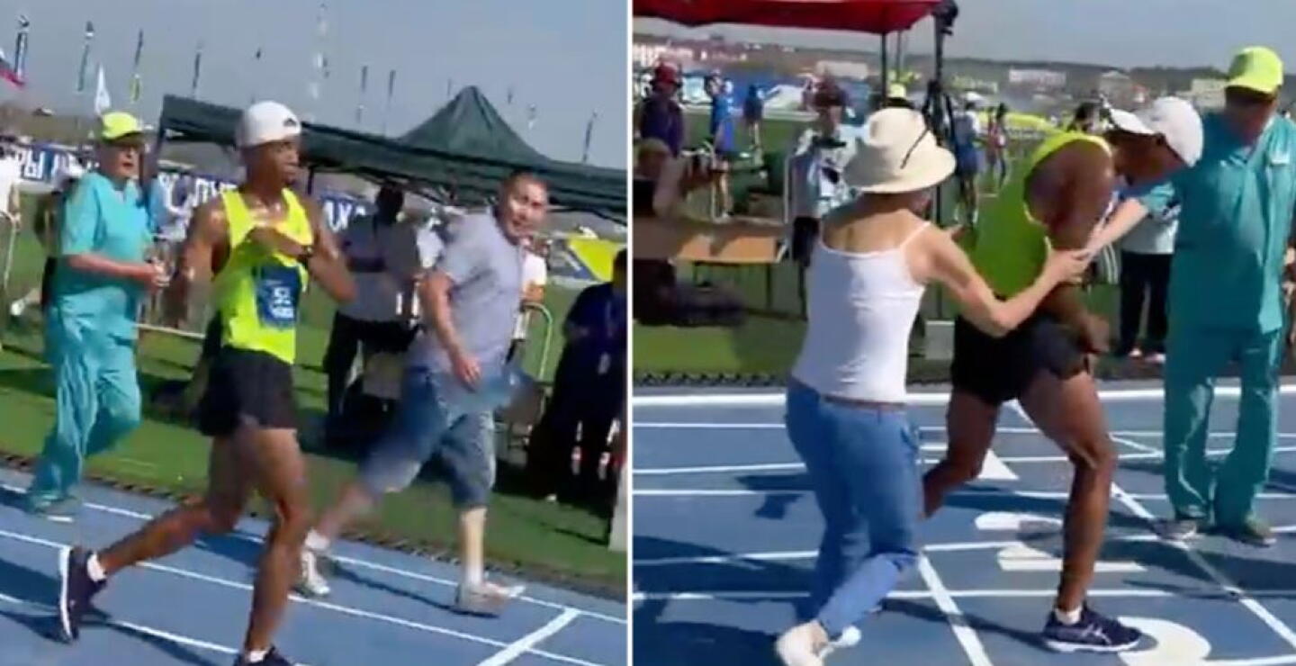 atleta ayudado por mamá