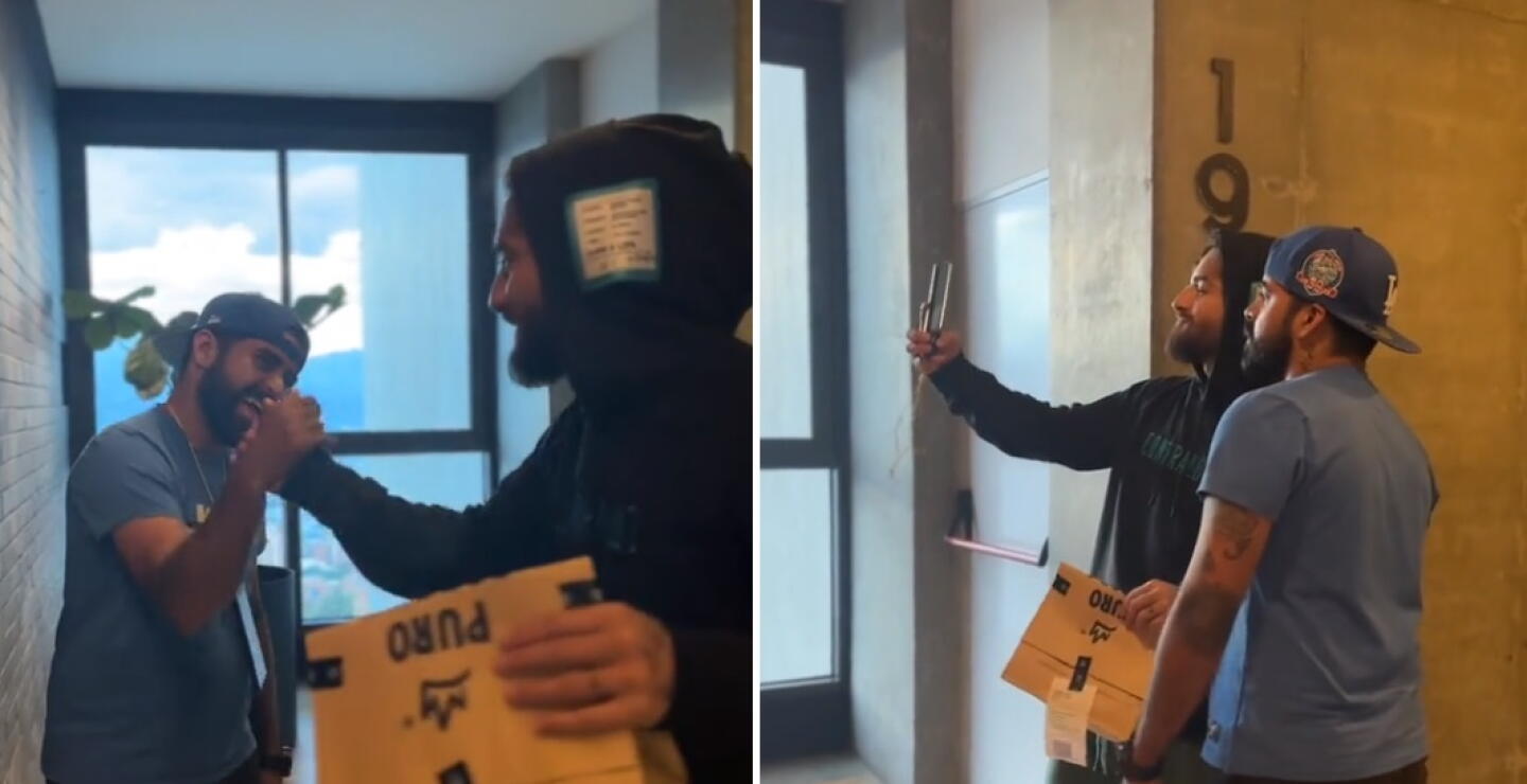Maluma conmueve con gesto hacia un repartidor