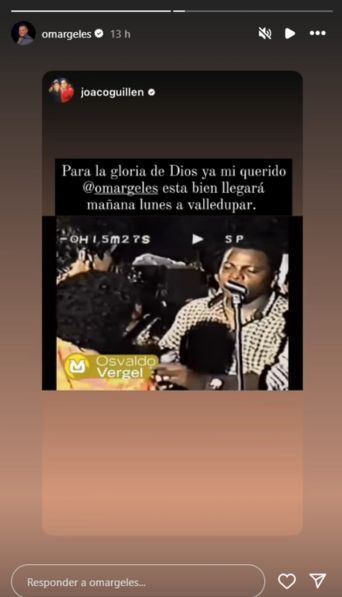 Omar Geles se pronunció a través de sus historias de Instagram Omar Geles se pronunció a través de sus historias de Instagram