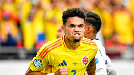 Luis Díaz celebra su gol de penal en Selección Colombia vs. Costa Rica, por Copa América Luis Díaz celebra su gol de penal en Selección Colombia vs. Costa Rica, por Copa América