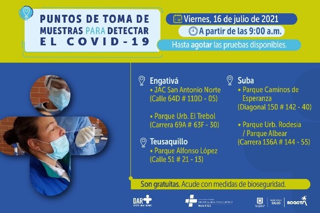 pruebas gratis de COVID-19 localidad engativa