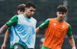 Gustavo Puerta en la vuelta a los entrenamientos con Racing de Santander.