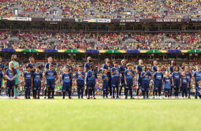 La Selección Brasil en el duelo de preparación conta Egipto. 
