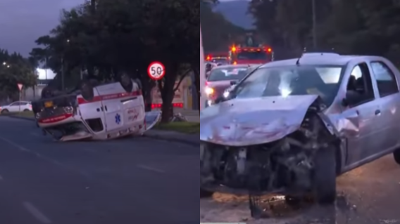 Ambulancia se volcó Ambulancia se volcó