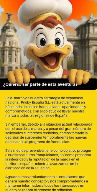 Comunicado de Frisby España. Comunicado de Frisby España.