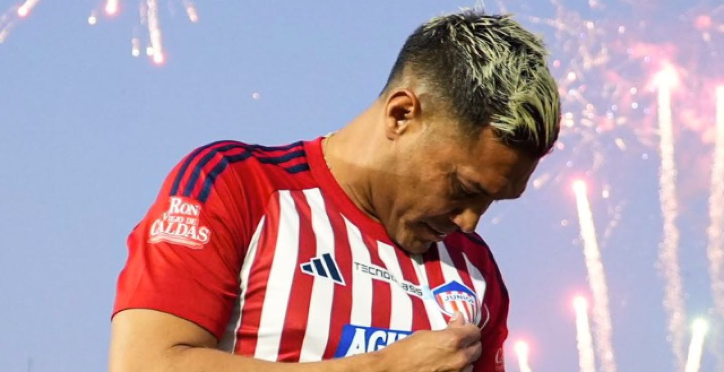 Teófilo Gutiérrez en su presentación con el Junior de Barranquilla. 