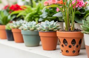 Imagen de referencia de plantas en sus respectivas macetas