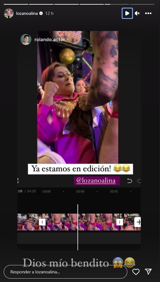 Alina Lozano compartio una historia de Instagram en la que aparece junto a un stripper