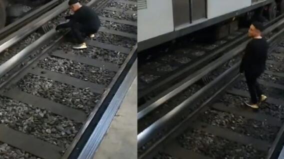 Joven bailando en metro de México Joven bailando en metro de México