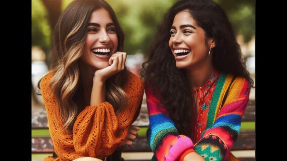 Mujeres hablando y riendo Mujeres hablando y riendo