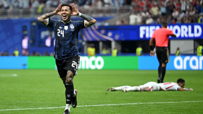 Celebración de Enzo Fernández con la Selección de Argentina 
