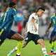 Acción de juego de la Selección Colombia frente a México en partido de preparación. 