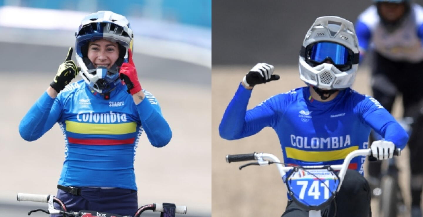 Mariana Pajón y Diego Arboleda durante competencia de BMX (Imagen de referencia)