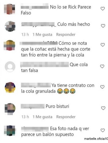 Comentarios por foto de cola de Marbelle