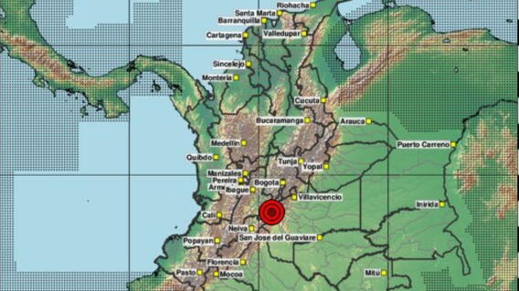 Temblor en Colombia: sismo de magnitud 4,1 se registró en la noche de este jueves en Chaparral, Tolima