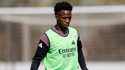 Vinícius en entrenamiento con Real Madrid.