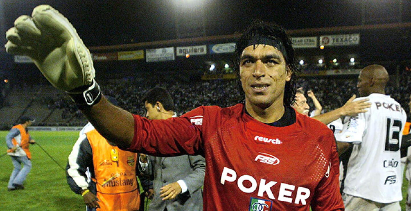 Juan Carlos Henao con el once Caldas, en Libertadores. 