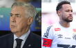 Carlo Ancelotti (izq.), DT de Brasil junto a Neymar. 