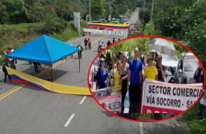 Protesta mantiene bloqueada la vía Bucaramanga San Gil
