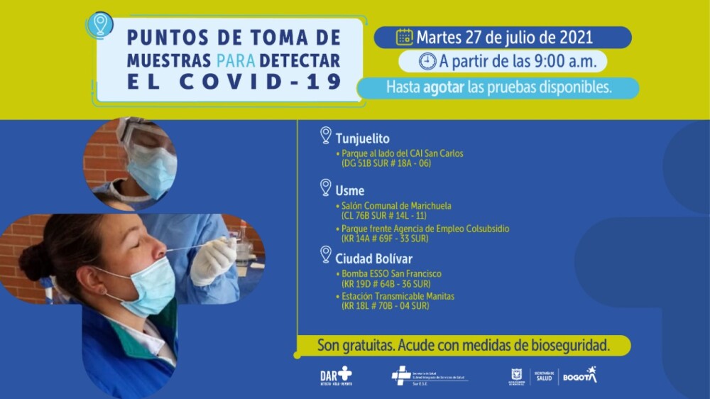 Dónde hay pruebas gratis de COVID 27072021